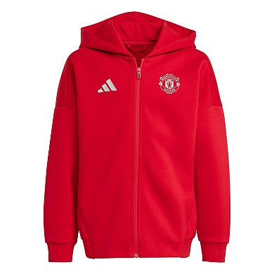 Youth  adidas Red Manchester United 2024/25 Anthem Full-Zip Hoodie