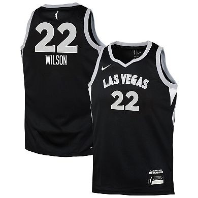 Youth Nike A'ja Wilson Black Las Vegas Aces Explorer Edition Player Jersey