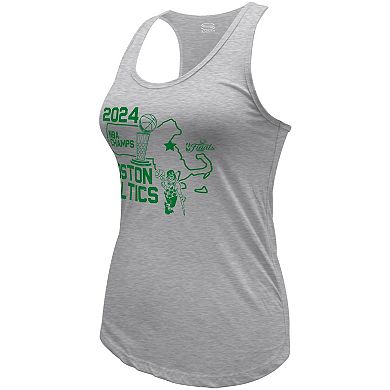 Women's Stadium Essentials Heather Gray Boston Celtics 2024 NBA Finals Champions City State Tank Top