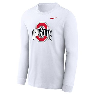 Men's Nike White Ohio State Buckeyes Primary Logo Long Sleeve T-Shirt