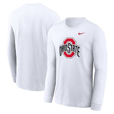 Men's Nike White Ohio State Buckeyes Primary Logo Long Sleeve T-Shirt