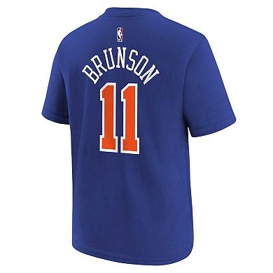 Youth Nike Jalen Brunson Blue New York Knicks Icon Name & Number T-Shirt