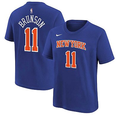 Youth Nike Jalen Brunson Blue New York Knicks Icon Name & Number T-Shirt