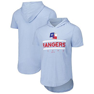 Men's Majestic Threads Light Blue Texas Rangers Tri-Blend Hoodie T-Shirt