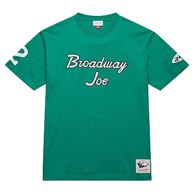 Men's Mitchell & Ness Joe Namath Kelly Green New York Jets Retired Player Nickname T-Shirt