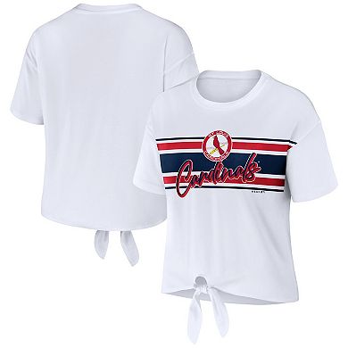 Women's WEAR by Erin Andrews White St. Louis Cardinals Tie-Front T-Shirt