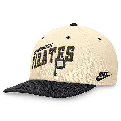 Men's Nike Cream/Black Pittsburgh Pirates Rewind Cooperstown Collection Performance Snapback Hat