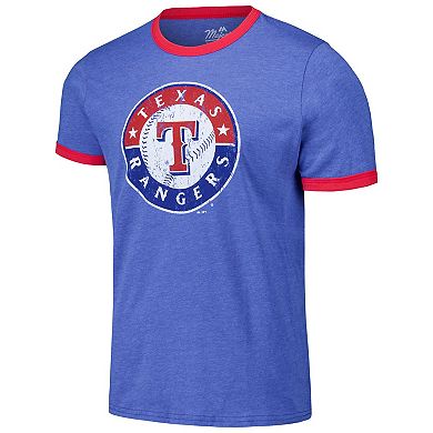 Men's Majestic Threads Royal Texas Rangers Ringer Tri-Blend T-Shirt