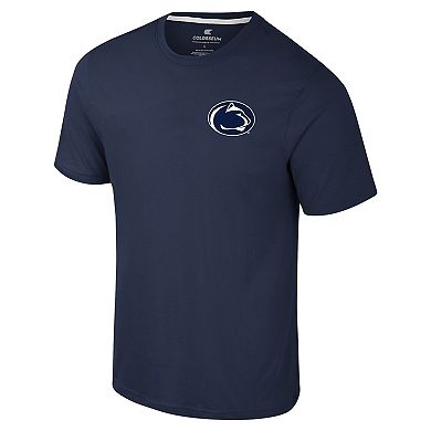 Men's Colosseum Navy Penn State Nittany Lions Logo Lockup 2-Hit Active Blend T-Shirt