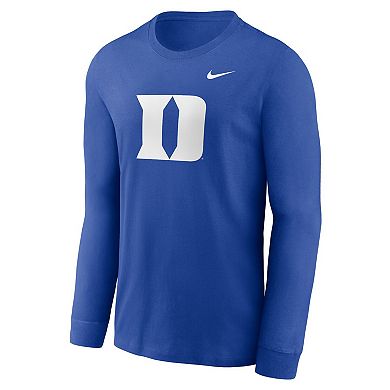 Men's Nike Royal Duke Blue Devils Primary Logo Long Sleeve T-Shirt