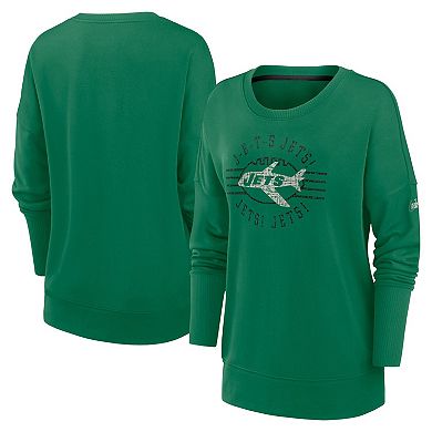 Women's Nike Green New York Jets Rewind Playback Icon Performance Pullover Sweatshirt