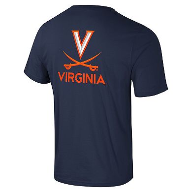 Men's Colosseum Navy Virginia Cavaliers Logo Lockup 2-Hit Active Blend T-Shirt