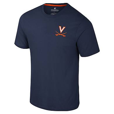 Men's Colosseum Navy Virginia Cavaliers Logo Lockup 2-Hit Active Blend T-Shirt