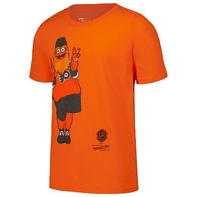 Youth Mitchell & Ness Orange Philadelphia Flyers Gritty Peace Sign T-Shirt