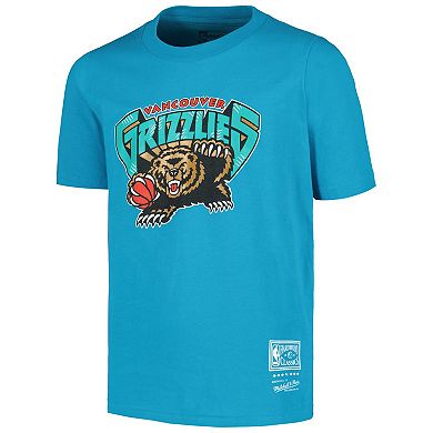 Youth Mitchell & Ness Turquoise Vancouver Grizzlies Hardwood Classics Retro Logo T-Shirt