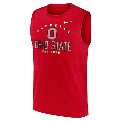 Men's Nike Scarlet Ohio State Buckeyes Primetime Legend Lock Up Performance Muscle Tank Top