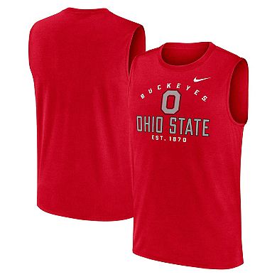 Men's Nike Scarlet Ohio State Buckeyes Primetime Legend Lock Up Performance Muscle Tank Top