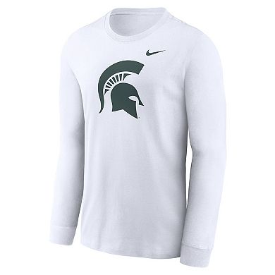 Men's Nike White Michigan State Spartans Primary Logo Long Sleeve T-Shirt