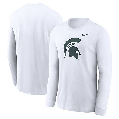 Men's Nike White Michigan State Spartans Primary Logo Long Sleeve T-Shirt