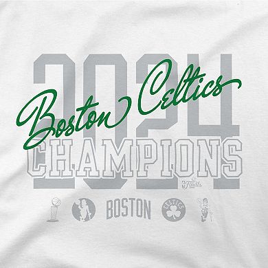 Women's Stadium Essentials White Boston Celtics 2024 NBA Finals Champions Backboard Cropped T-Shirt