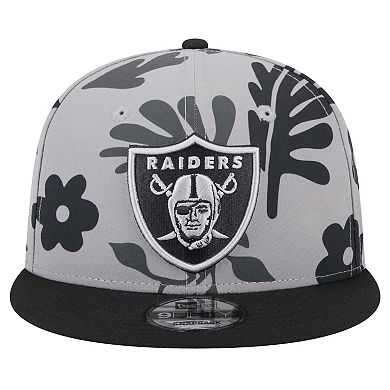 Men's New Era Silver Las Vegas Raiders Leafy 9FIFTY Snapback Hat