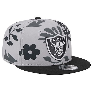 Men's New Era Silver Las Vegas Raiders Leafy 9FIFTY Snapback Hat