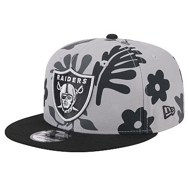 Men's New Era Silver Las Vegas Raiders Leafy 9FIFTY Snapback Hat