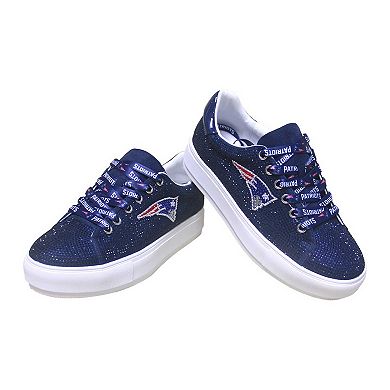 Women's Cuce Navy New England Patriots Team Color Crystal Sneakers