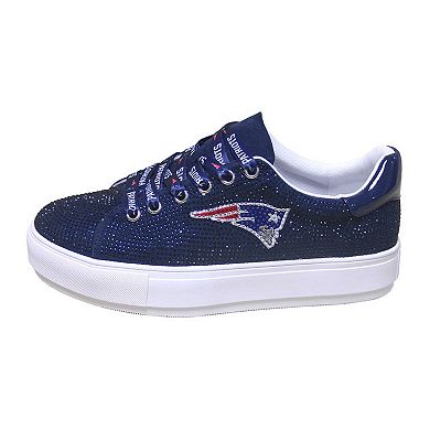 Women's Cuce Navy New England Patriots Team Color Crystal Sneakers