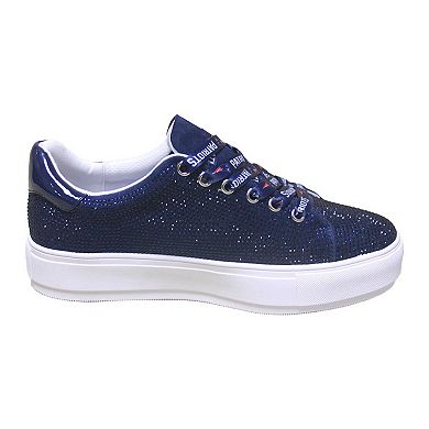 Women's Cuce Navy New England Patriots Team Color Crystal Sneakers