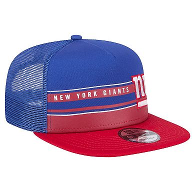 Men's New Era Royal/Red New York Giants Half Stripe Trucker A-Frame 9FIFTY Snapback Hat