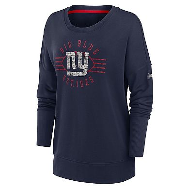 Women's Nike Navy New York Giants Rewind Playback Icon Performance Pullover Sweatshirt