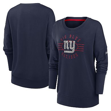 Women's Nike Navy New York Giants Rewind Playback Icon Performance Pullover Sweatshirt