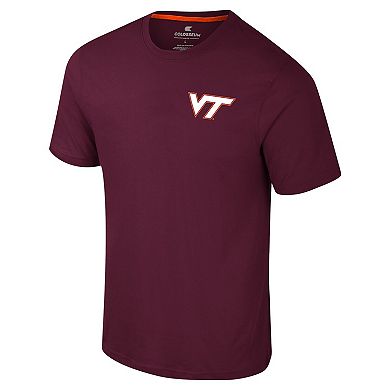 Men's Colosseum Maroon Virginia Tech Hokies Logo Lockup 2-Hit Active Blend T-Shirt