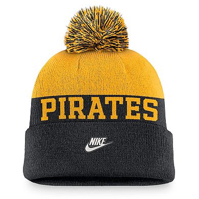 Men's Nike Black Pittsburgh Pirates Rewind Peak Cuffed Knit Hat with Pom