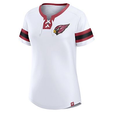 Women's Fanatics White Arizona Cardinals Sunday Best Lace-Up T-Shirt