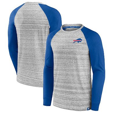 Men's Fanatics Heather Gray/Royal Buffalo Bills Fair Shake Raglan Long Sleeve T-Shirt