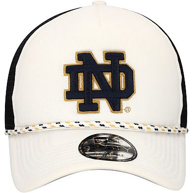 Men's New Era White/Black Notre Dame Fighting Irish Court Sport Foam A-Frame 9FORTY Adjustable Trucker Hat