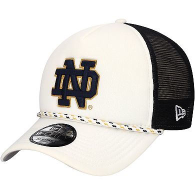 Men's New Era White/Black Notre Dame Fighting Irish Court Sport Foam A-Frame 9FORTY Adjustable Trucker Hat