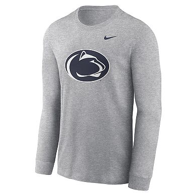 Men's Nike Heather Gray Penn State Nittany Lions Primary Logo Long Sleeve T-Shirt