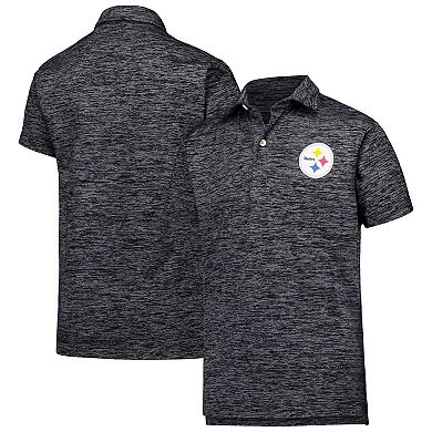 Youth Wes & Willy Black Pittsburgh Steelers Cloudy Yarn Polo