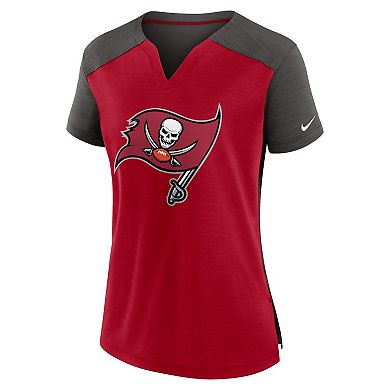 Women's Nike Red/Pewter Tampa Bay Buccaneers Impact Exceed Performance Notch Neck T-Shirt