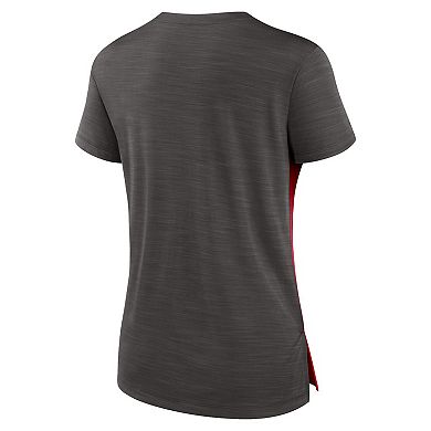 Women's Nike Red/Pewter Tampa Bay Buccaneers Impact Exceed Performance Notch Neck T-Shirt