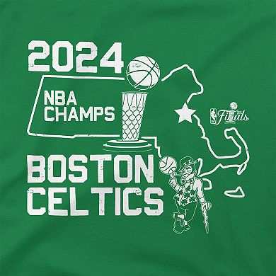 Men's Stadium Essentials Kelly Green Boston Celtics 2024 NBA Finals Champions City State T-Shirt