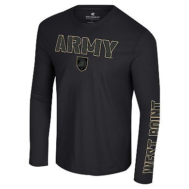 Men's Colosseum Black Army Black Knights Color Pop Active Blend 2-Hit Long Sleeve T-Shirt