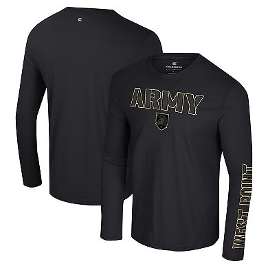 Men's Colosseum Black Army Black Knights Color Pop Active Blend 2-Hit Long Sleeve T-Shirt