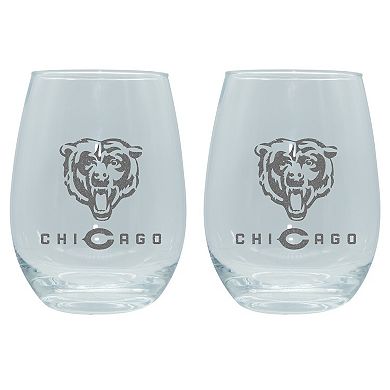 The Memory Company Chicago Bears 2-Pack 15oz. Stemless Wine Glass Set