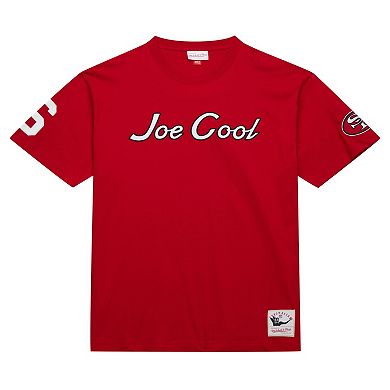 Men's Mitchell & Ness Joe Montana Scarlet San Francisco 49ers Retired Player Nickname T-Shirt