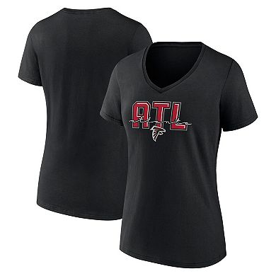 Women's Fanatics Black Atlanta Falcons Hometown Defensive Stand V-Neck T-Shirt