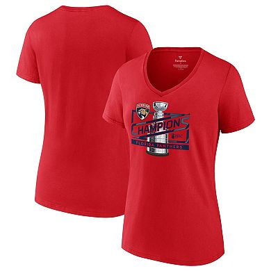 Women's Fanatics  Red Florida Panthers 2024 Stanley Cup Champions Primetime V-Neck T-Shirt